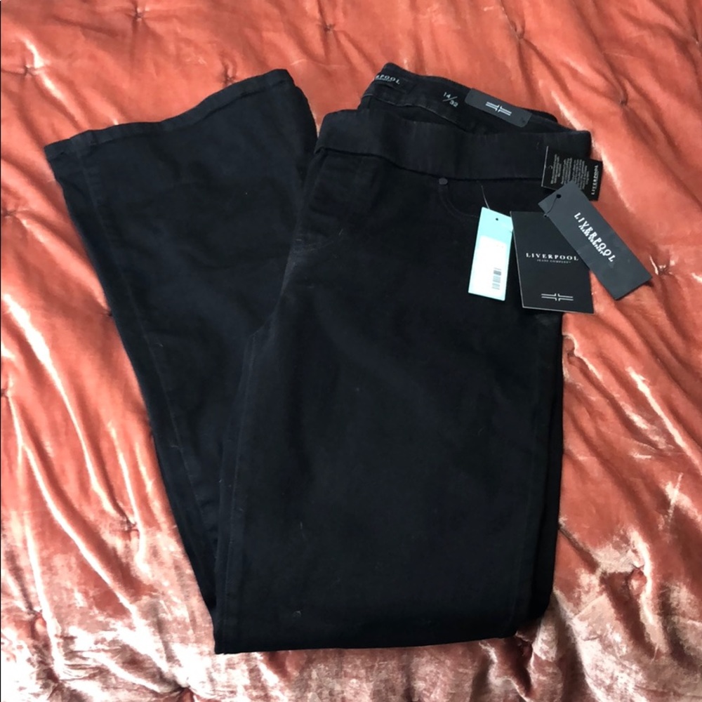 Bootcut elastic waist black jeans